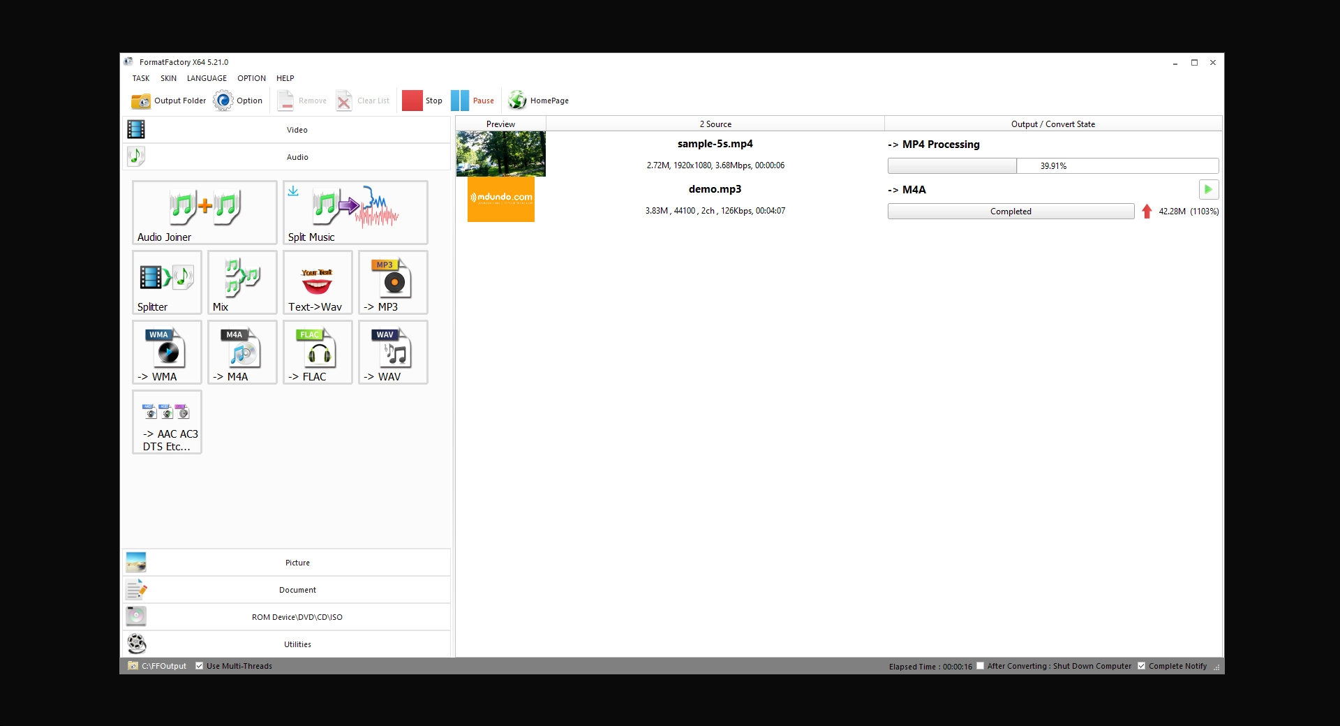 Screenshot Format Factory 2